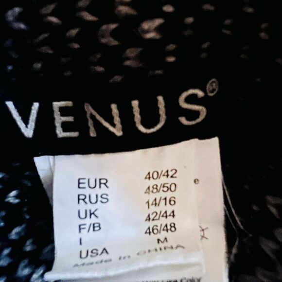 Venus Black & White Knitted Long Cowl Neck Side Button Cardigan Sweater Duster M - Picture 6 of 7